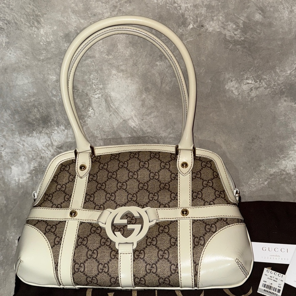 Gucci Beige and Brown Shoulder Bag B8